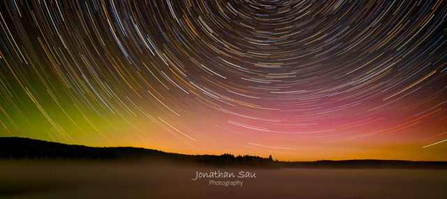 Star-Trails-and-Air-Glow-Misty-Canisbay-Lake